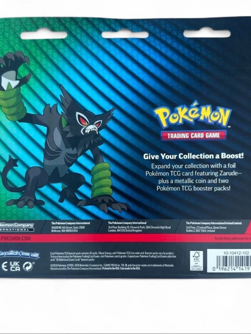 NEW Pokémon TCG Zarude Promo 2-Pack Blister - Pitch Black + Chaos Rising- Sealed